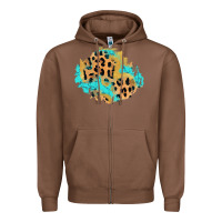 Chestnut glitter leopard turquoise patch Zipper Hoodie - AdoDesignShop