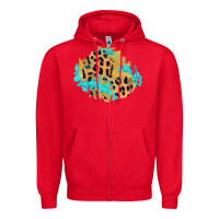 Red glitter leopard turquoise patch Zipper Hoodie - AdoDesignShop