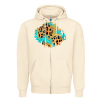 Sandshell glitter leopard turquoise patch Zipper Hoodie - AdoDesignShop