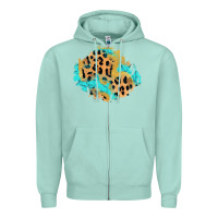 Seafoam glitter leopard turquoise patch Zipper Hoodie - AdoDesignShop
