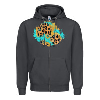 Smoke glitter leopard turquoise patch Zipper Hoodie - AdoDesignShop