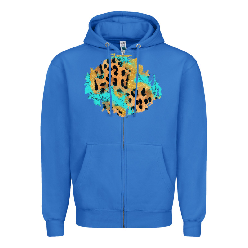 Glitter Leopard Turquoise Patch Zipper Hoodie by AdoDesignShop | Teevron