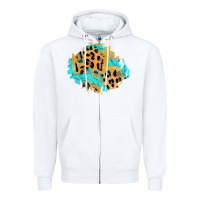 White glitter leopard turquoise patch Zipper Hoodie - AdoDesignShop