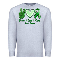 Heather Grey Peace love cure Liver Cancer Premium Sweatshirt - NancyCooperArtShop