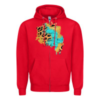 Red glitter leopard turquoise patch Zipper Hoodie - AdoDesignShop