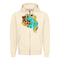 Sandshell glitter leopard turquoise patch Zipper Hoodie - AdoDesignShop