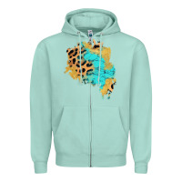 Seafoam glitter leopard turquoise patch Zipper Hoodie - AdoDesignShop