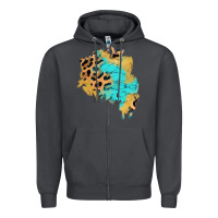 Smoke glitter leopard turquoise patch Zipper Hoodie - AdoDesignShop