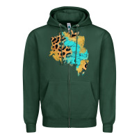 Sports Green glitter leopard turquoise patch Zipper Hoodie - AdoDesignShop