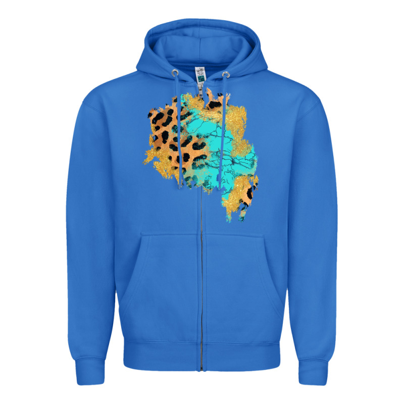 Glitter Leopard Turquoise Patch Zipper Hoodie by AdoDesignShop | Teevron