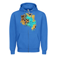 True Royal glitter leopard turquoise patch Zipper Hoodie - AdoDesignShop