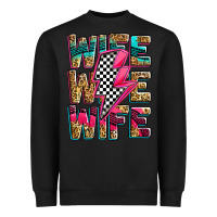 Black race wife wife wife lightningbolt Heavyweight Sweatshirt - Zillion Design Studio