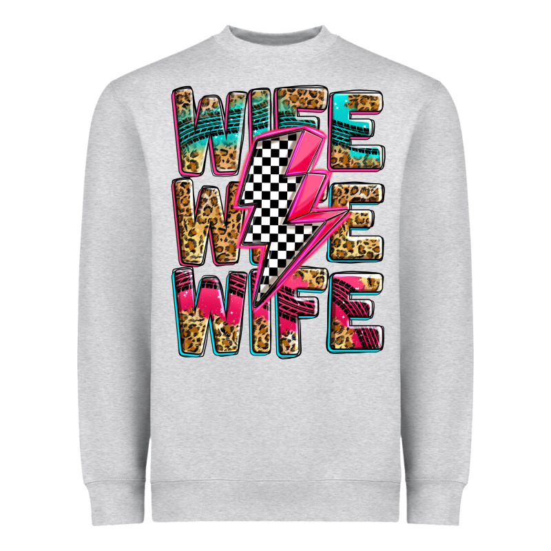 Race Wife Wife Wife Lightningbolt Heavyweight Sweatshirt by Zillion Design Studio | Teevron
