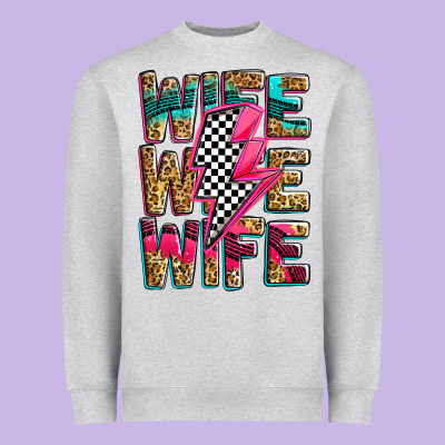 Race Wife Wife Wife Lightningbolt Heavyweight Sweatshirt Designed By Zillion Design Studio