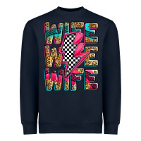 Navy race wife wife wife lightningbolt Heavyweight Sweatshirt - Zillion Design Studio