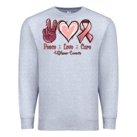 Heather Grey Peace love cure Uterine Cancer Premium Sweatshirt - NancyCooperArtShop