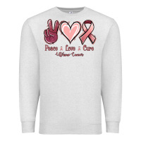 Oatmeal Heather Peace love cure Uterine Cancer Premium Sweatshirt - NancyCooperArtShop