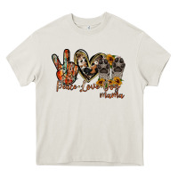 Cream peace love dog mama Heavy Core Tee - RacoonDesign