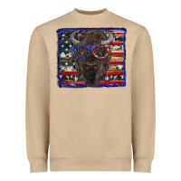 Bison With American Flag And Glasses Heavyweight Sweatshirt | Teevron