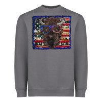 Storm bison with american flag and glasses Heavyweight Sweatshirt - RanaPortraitStore