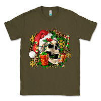 Army Green christmas skull and gift Classic Tee - AdoDesignShop