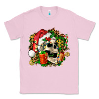 Bubblegum Pink christmas skull and gift Classic Tee - AdoDesignShop