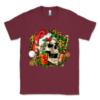 Burgundy christmas skull and gift Classic Tee - AdoDesignShop