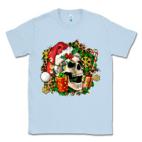Dusty Blue christmas skull and gift Classic Tee - AdoDesignShop