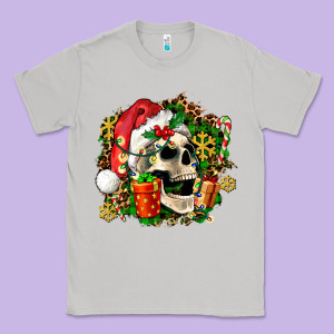 Christmas Skull And Gift Classic Tee Designed By Adodesignshop