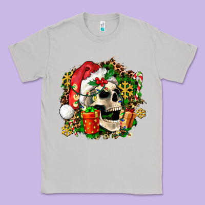 Christmas Skull And Gift Classic Tee Designed By Adodesignshop