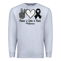 Heather Grey Peace love cure Melanoma Cancer Premium Sweatshirt - NancyCooperArtShop