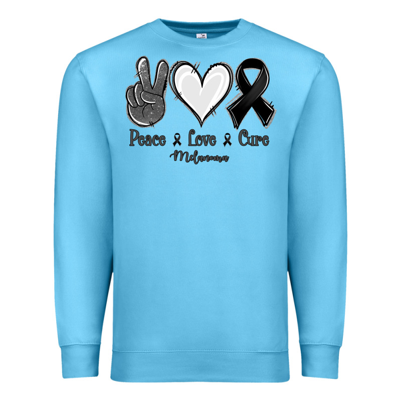Peace Love Cure Melanoma Cancer Premium Sweatshirt by NancyCooperArtShop | Teevron