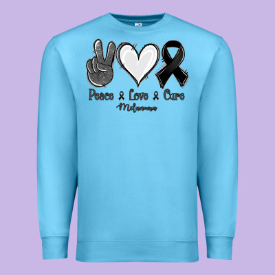 Peace Love Cure Melanoma Cancer Premium Sweatshirt Designed By Nancycooperartshop