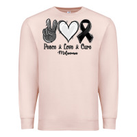 Pale Pink Peace love cure Melanoma Cancer Premium Sweatshirt - NancyCooperArtShop