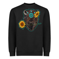 Black bison head with sunflowers and gemstone Heavyweight Sweatshirt - RanaPortraitStore