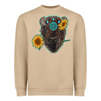 Mushroom bison head with sunflowers and gemstone Heavyweight Sweatshirt - RanaPortraitStore
