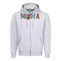 Heather Grey mama with bear Zipper Hoodie - Artiststas