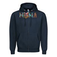 Navy mama with bear Zipper Hoodie - Artiststas