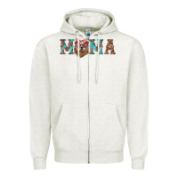 Oatmeal Heather mama with bear Zipper Hoodie - Artiststas