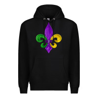 Black mardi gras fleur de lis Premium Hoodie - LillyAllenDesigns