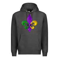 Charcoal Heather mardi gras fleur de lis Premium Hoodie - LillyAllenDesigns