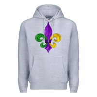 Heather Grey mardi gras fleur de lis Premium Hoodie - LillyAllenDesigns