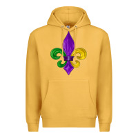 Mustard mardi gras fleur de lis Premium Hoodie - LillyAllenDesigns