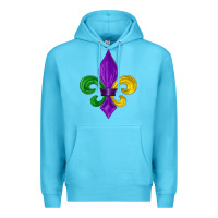 Ocean Blue mardi gras fleur de lis Premium Hoodie - LillyAllenDesigns