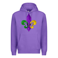 Purple mardi gras fleur de lis Premium Hoodie - LillyAllenDesigns