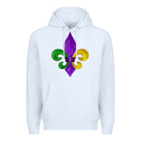 White mardi gras fleur de lis Premium Hoodie - LillyAllenDesigns