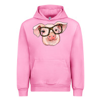 Fuchsia Pink pig with glasses Urban Hoodie - RanaPortraitStore