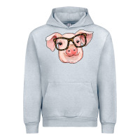 Heather Grey pig with glasses Urban Hoodie - RanaPortraitStore
