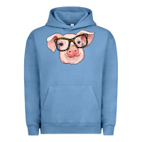 Pigment Pebble Blue pig with glasses Urban Hoodie - RanaPortraitStore
