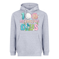 Heather Grey 100 mermazing days Heavyweight Hoodie - MaliasSmallBusiness
